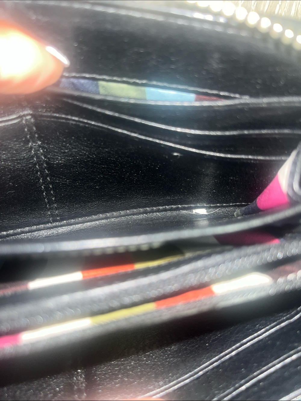 Coach Legacy Stripe Black Silver Gray Canvas Long Wallet Zip Around Signature Cc - Picture 10 of 10